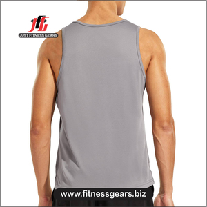 JUST FITNESS GEARS <b>Men's</b> O-Neck Gym <b>Singlets</b> 100% Polyester Tank Top <b>for</b> Fitness Bodybuilding Casual Breathable Knitted Weave - Product Image 2
