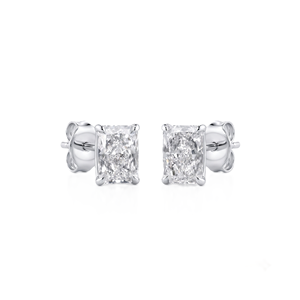 Boucles d'oreilles solitaires de mariage en or massif 10K 14K 18K avec diamant de laboratoire taille radiant de qualité DEF Couleur VS Pureté VVS certifié IGI - Product Image 3