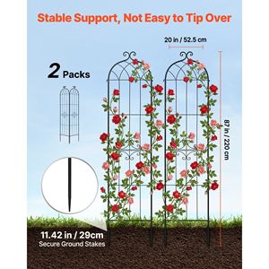 Traliccio per Rose 87 x 20 Pollici, Confezione da 2, Verniciato a Polvere, per Giardino e Fiori, con Blocco di Sicurezza, Recinzioni e Cancelli Pratici - Product Image 2