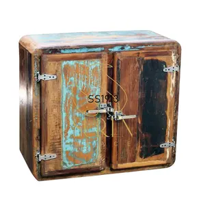 Fridge Style Reclaimed Wood 2 Door Cabinet