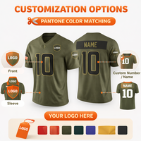 Maillot de football américain personnalisé respirant et anti-humidité, grande taille, 100 % polyester, col en V, broderie par sublimation OEM