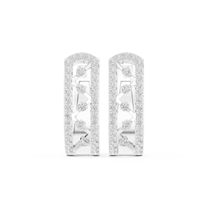 Boucles d'oreilles créoles Huggie tendance de luxe pour femme en or blanc 18 carats, multi-rangs, diamants de laboratoire certifiés couleur E, taille brillant, 0,39 ct - Product Image 1