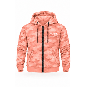 Peach <b>Camo</b> Tracksuit Unisex Full Zip Hooded <b>Jacket</b> Jogger Pants Set Customized Camouflage Casual Sportswear Training Outfit - Product Image 1