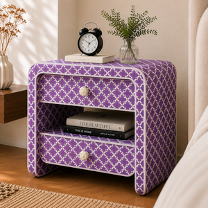 Luxury Handmade Resin Bone Inlay Nightstand With Drawers & Shelf <b>Bedside</b> End <b>Table</b> For Bedrooms Hotels & Premium Interiors - Product Image 2
