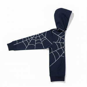 Heavyweight Hoodie Bulk Custom Logo <b>Men</b> Tracksuit Spider Web Fleece <b>Pullover</b> Unisex Hooded Sweatshirt Factory - Product Image 1