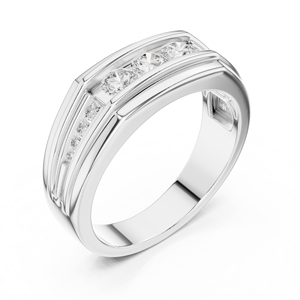Yellow Gold Lab-Grown Diamond <b>Men</b>’s Channel Wedding <b>Ring</b> – Bold Wide Modern Gold Statement Band Diamond Jewelry - Product Image 4