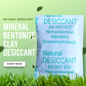 ดินเบนโทไนต์ดูดความชื้น 10 กรัม |   สารดูดความชื้นมอนต์มอริลโลไนต์สำหรับอาหาร อุปกรณ์อิเล็กทรอนิกส์ และการจัดเก็บในบ้าน |   ชุดผลิตภัณฑ์รักษ์โลก - Product Image 1