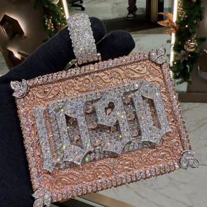 Pendentif numéro serti de pierres : Bijou Hip Hop en argent sterling S925 bicolore motif Paisley, orné de diamants Moissanite VVS - Product Image 2