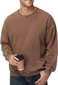 Sudadera de Cuello Redondo para Hombre, Talla Grande, Lavado Ácido, 100% Algodón, Transpirable, Antiarrugas, Alta Calidad, Nueva Llegada, Servicios OEM - Product Image 2