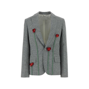 Wholesale Women's Grey Blazer Elegant Irregular Formal Sorority Jacket Casual <b>Suit</b> <b>Button</b> Design OEM Custom Logo Manufacture - Product Image 1