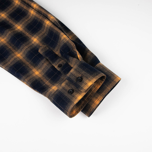 Chemise en flanelle à carreaux décontractée pour homme, manches longues, boutonnée, ourlet arrondi, 100 % coton, fabrication sur mesure, vente en gros OEM - Product Image 2