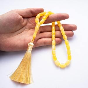 Tasbih en résine écologique fait main, perles ambre et turquoise, chapelet musulman, bijoux en pierre, sculpture peinte à la main - Product Image 2