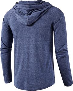 <b>Lightweight</b> <b>Hoodie</b> Casual Hooded Sweatshirts Solid Color Breathable Knitted Men's Gym Workout Active Long Sleeve Pullover - Product Image 5