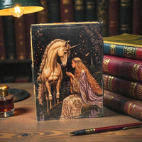 Carnet de notes licorne en cuir fait main, créatif, 80 pages, papier vintage à bords festonnés, reliure en cuir, cadeau
