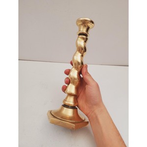 Luxurious Crafted Brass Candlestick Holder Twisted Design Hexagonal Base Durable Metal Home Decoration - Product Image 6