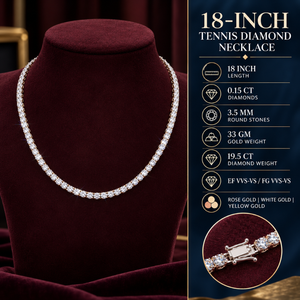 Cadena de tenis nupcial premium con diamantes cultivados en laboratorio |   Oro de 14 Quilates, 0.15 Quilates, Piedras Redondas de 3.5 mm, 19.5 Quilates, Joyería Fina, Distribuidor Global B2B - Product Image 5