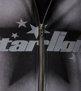 เสื้อฮู้ดซิปผู้ชายสไตล์ Y2K ผ้าฝ้ายฟลีซหนานุ่มสำหรับฤดูหนาว ทรงโอเวอร์ไซส์ ผ้าหนา พิมพ์ลายดาวสีเทา เสื้อพูลโอเวอร์แนวสตรีทแวร์ - Product Image 3