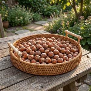 2026 Meilleure vente : Panier de service en rotin avec de magnifiques poignées à motifs, portable et durable, pour le rangement et la présentation des collations, par UO - Product Image 1