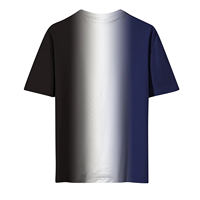 Conjunto de Camiseta y Pantalones Cortos Personalizados con Estampado Ombre Negro, Gris y Azul, Estilo Casual de Dos Piezas para Hombre