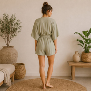 Ensemble de vêtements de détente décontractés pour femmes en polyester et rayonne, anti-boulochage, doux, confortable et écologique - Product Image 3