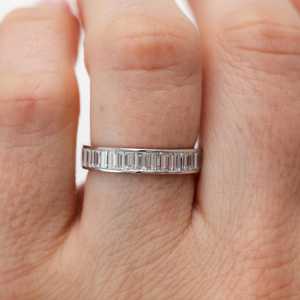 แหวนเพชรโมอิสซาไนต์ทรงบาแกตต์ 2 กะรัต แบบเต็มวง สำหรับผู้หญิง เงินแท้ 925 ของแท้ สำหรับเจ้าสาว ของขวัญเซอร์ไพรส์สำหรับคนรัก - Product Image 5