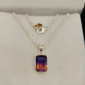 Colgante de Ametrina con Corte Octogonal en Plata de Ley 925, Hecho a Mano, Regalo para Ella y para Niños - Product Image 1