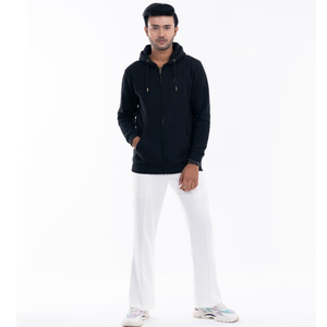 Sudadera con capucha color gris con bolsillo canguro para hombre, de tacto premium, con cremallera, ecológica, para invierno, de alta calidad, con tejido de forro polar. - Product Image 3