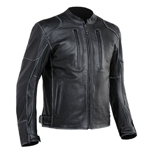 Veste de moto en cuir véritable de haute qualité pour usage extérieur, manches longues, longueur standard. - Product Image 1