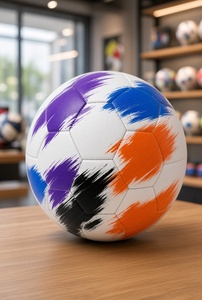ลูกฟุตบอลขนาด 5 สีขาว ลายสีม่วง น้ำเงิน ส้ม ดำ ทนทาน เหมาะสำหรับฝึกซ้อม - Product Image 2