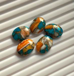 Turquesa natural de ostra, cabujón ovalado, piedra suelta con reverso plano para la fabricación de joyas - Product Image 3