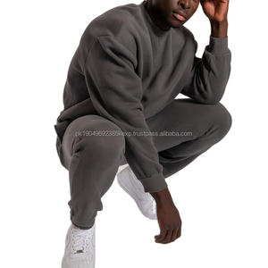 Mode décontracté marron extérieur Logo en relief personnalisé Hip Hop pull tenues hommes bambou sweats à capuche polaire col rond sweat hommes - Product Image 3