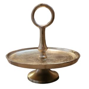 Soporte de Pastel de Aluminio de 2 Niveles Dorado para Fiestas y Bodas, Personalizado, Hecho a Mano, Elegante, CRAFT ASCENT TCAIB-002 - Product Image 6