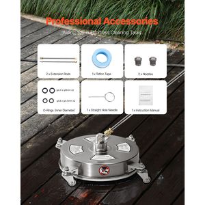 Pulitore per Superfici in Acciaio Inox da 14 Pollici con 4 Ruote, Pressione Massima 4000 PSI, Attacco Rapido da 1/4 di Pollice per Accessori Idropulitrice - Product Image 6