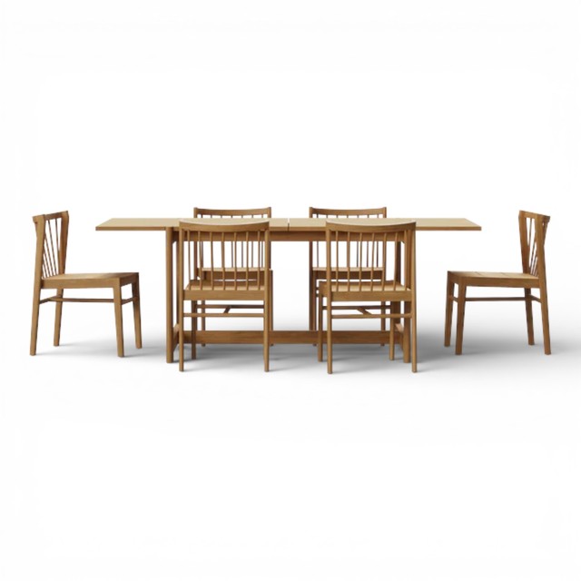 Modern Solid Teak Wood Luxury Dining Table Set 6 Seater Mid Century Scandinavian Farmhouse School Style Home Furniture