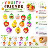Set Penghapus Buah Lucu Mini Kawaii Promosi 2-3cm Mainan Alat Tulis Bertema Makanan Kreatif untuk Anak Hadiah Sekolah Pesta HauHwa 80g