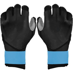 Gants de frappe en cuir noir et bleu, rembourrés, à enfiler, unisexes, pour adultes, entraînement - Product Image 1