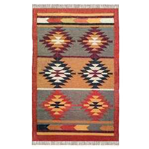 Alfombra Vibrante Tejida a Mano de Yute y Lana, Alfombras Kilim para Sala de Estar, Dormitorio y Estudio - Product Image 1
