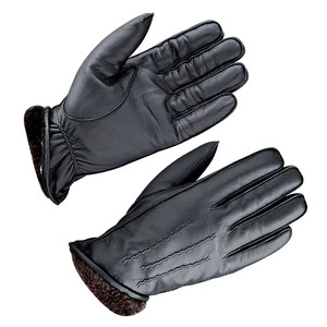 Gants d'hiver en cuir pour femmes, doublés de laine, décontractés, coupe-vent, chauds, pour le cyclisme, vente en gros d'usine, personnalisables OEM - Product Image 1