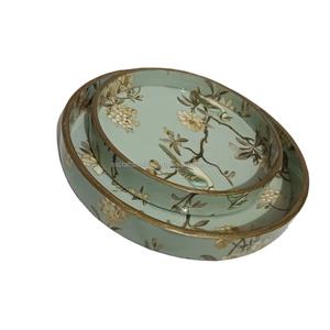 Plateau de service rond en bois de haute qualité pour la décoration de table à manger, plateaux de service tendance pour l'exportation en provenance d'Inde - Product Image 1