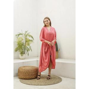 Womens Pink Batwing <b>Kaftan</b> <b>Dress</b> Loose Flowing Maxi Cover Up Lounge Wear - Product Image 4