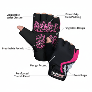 Gants de sport RexFit unisexes pour la salle de sport |   Gants de fitness en cuir antidérapants pour la musculation - Product Image 5