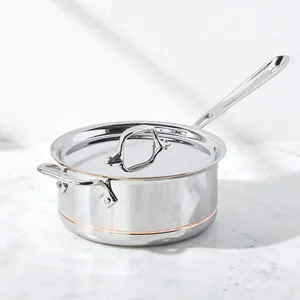 Dependable stainless steel sauce <b>pan</b> with thick base <b>and</b> smooth surface for home cooks boiling soups stews gravies <b>and</b> sauces - Product Image 1