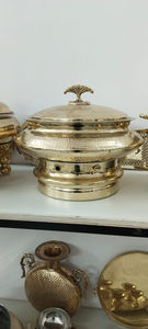 Chauffe-Plats Premium Gold Station avec Lampe Chauffante Intégrée et Cadre à Motifs Géométriques – Vente en Gros Inde - Product Image 6