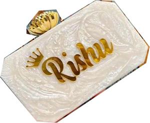 Pochette en résine acrylique avec perles et strass, sac de soirée élégant pour mariage, fête, voyage, capacité jusqu'à 1L - Product Image 2