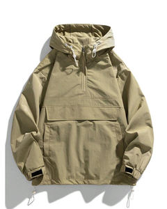 Sweats à capuche en tissu coupe-vent de qualité supérieure pour hommes, manches longues, grande fermeture éclair, logo personnalisé et sweats à capuche coupe-vent imperméables pour hommes - Product Image 3