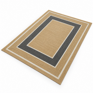 Custom Made Handwoven Natural Jute <b>Modern</b> Non-Slip Square Flatweave Area <b>Rug</b> with Cream Border for <b>Living</b> <b>Room</b> Bedroom Entryway - Product Image 2
