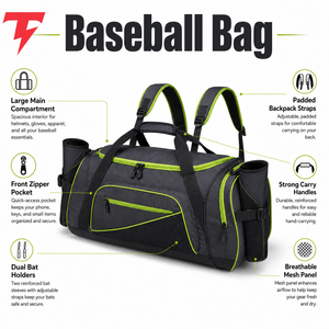 Bolsa de béisbol de alta calidad que proporciona un almacenamiento confiable, tela resistente y fácil transporte para prácticas, juegos y actividades deportivas. - Product Image 6