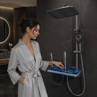 Ensemble de douche Galaxie Nuit Étoilée, moderne et luxueux, mural, thermostatique, finition brossée, avec jets de pluie doux