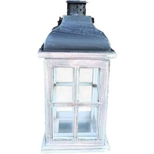 Wooden Candle <b>Hurricane</b> <b>Lantern</b> With Handle Distressed Wood & Glass For Table Top Mantle Or Wall Hanging Indoor Outdoor Decor - Product Image 3