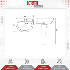 Offre Exclusive : Lavabo en Céramique Rond sur Pied à Trou Unique de Qualité Supérieure pour Salle de Bain à Domicile et Hôtellerie - Product Image 2